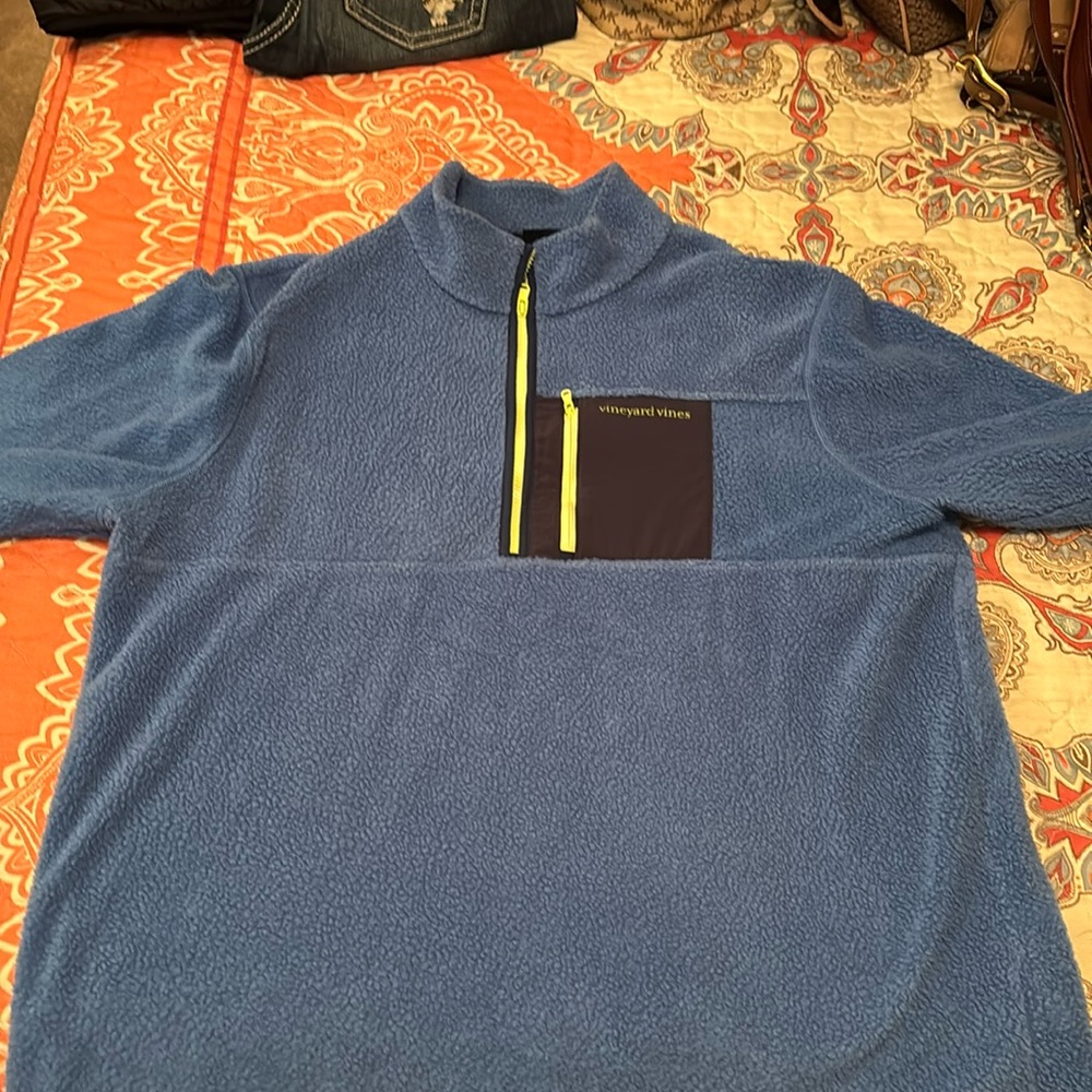 Vineyard Vines Men’s Medium Quarter 1/4 Zip Pullover Jacket Fleece - Blue